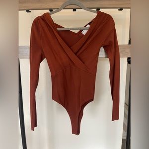 ASOS knit bodysuit with fallen shoulder (cold shoulder)